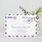 パープル金ゴールドバハマ航空便ウェディング日付を保存 セーブザデート (スタンド正面)