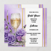 パープル金ゴールドバラきらめくワインブライダルシャワー シーズンカード (正面/裏面)
