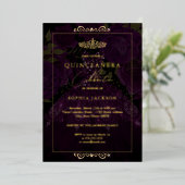 パープル金ゴールドバラドレスキンセアニェラ 箔招待状 (立ち正面)