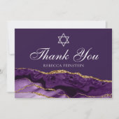 パープル金ゴールドバルミツワースターオブデイビッドカスタム サンキューカード (正面)