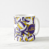 パープル金ゴールドバレーボールチームの色のコーチ名 コーヒーマグカップ (正面右)