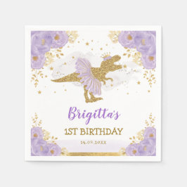 パープル金ゴールドバレーリナバースデーパーティー スタンダードカクテルナプキン