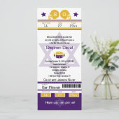 パープル金ゴールドバー（ユダヤ教の）バル・ミツバーサッカーチケット招待状 招待状 (スタンド正面)