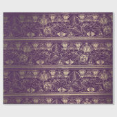 パープル金ゴールドパピルスアンティークエジプトフローラロータス ラッピングペーパー (フラット)