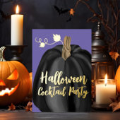 パープル金ゴールドパンプキンハロウィーンカクテルパーティー 箔招待状