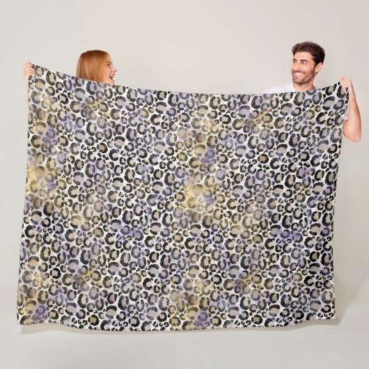 パープル金ゴールドヒョウ印刷 フリースブランケット (インサイチュ)