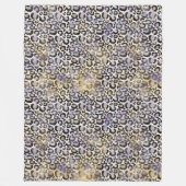 パープル金ゴールドヒョウ印刷 フリースブランケット (正面)