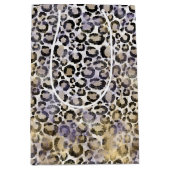 パープル金ゴールドヒョウ印刷 ミディアムペーパーバッグ (正面)