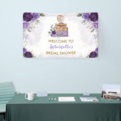 パープル金ゴールドフラワートラベルブライダルシャワーへようこそ 横断幕 (トレードショー)