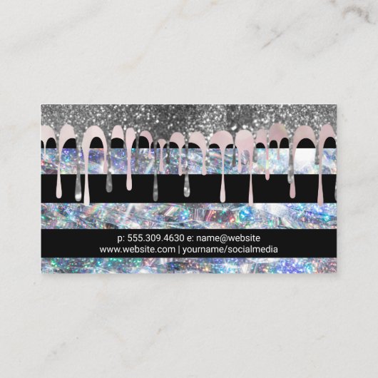 パープル金ゴールドフレーク |グリッターの連続 |武ストライプの西 名刺 (裏面)