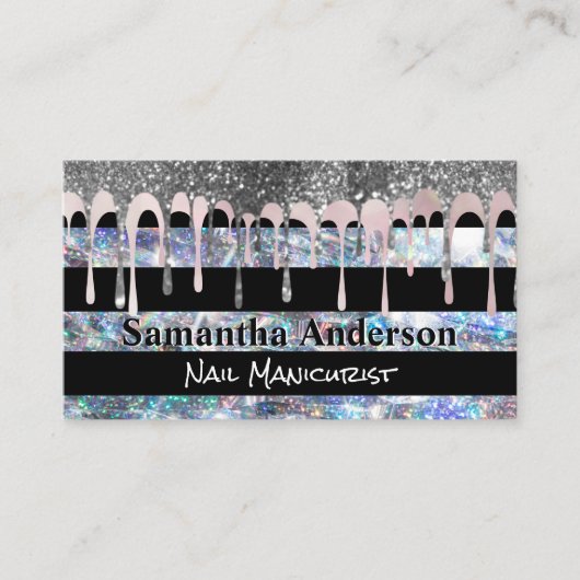 パープル金ゴールドフレーク |グリッターの連続 |武ストライプの西 名刺 (正面)