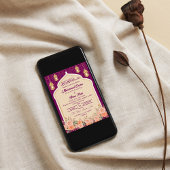 パープル金ゴールドフローライスラム結婚教徒 招待状