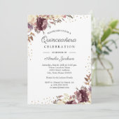 パープル金ゴールドフローラウォーターカラーキンセアニェラ招待状 招待状 (スタンド正面)