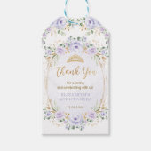 パープル金ゴールドフローラクインセアニラ誕生日の恩恵 ギフトタグ (正面)