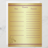 パープル金ゴールドフローラゲストブック紙 (正面/裏面)