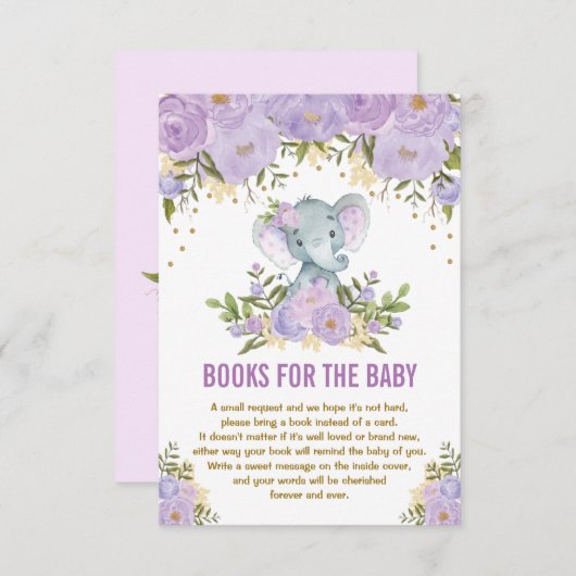 パープル金ゴールドフローラゾウベビー エンクロージャーカード (正面/裏面)