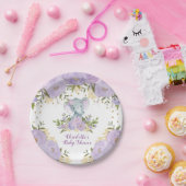 パープル金ゴールドフローラゾウ赤ちゃんガールシャワーパーティー ペーパープレート (パーティー)