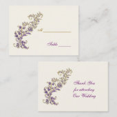 パープル金ゴールドフローラテーブル座席表 プレイスカード (正面/裏面)