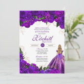 パープル金ゴールドフローラバラエレガントキンセアニェラ 招待状 (スタンド正面)
