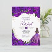パープル金ゴールドフローラバラエレガントキンセアニェラ 招待状 (スタンド正面)