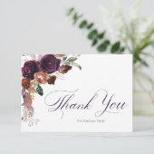 パープル金ゴールドフローラパーソナライズされたサンキューノート サンキューカード (スタンド正面)