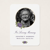 パープル金ゴールドフローラ葬儀祈りの言葉カード (正面)