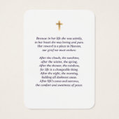 パープル金ゴールドフローラ葬儀祈りの言葉カード (裏面)