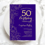 パープル金ゴールドフローラ50th誕生日パーティー 招待状<br><div class="desc">パープル金ゴールドフローラ50th誕生日パーティーの招待。ボタニカルモダンアウトラインスケッチアクセント、金ゴールドフォイルフェイク、タイポグラフィスクリプトフォントを備えたミニマルなデザイン。トレンディーシンプル招待状カードは女性の日スタイリッシュお祝いに最適。任意のカスタマイズ年齢にすることができる。印刷されたZazzle招待状または即時ダウンロードのデジタル印刷可能なテンプレート。</div>