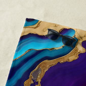 パープル金ゴールドブルーアガテマーブルモダンデザイン ビーチタオル (インサイチュ)