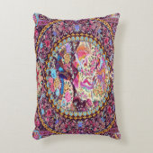 パープル金ゴールドブルーペルシャフローラ花孔雀 アクセントクッション (正面(垂直))