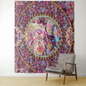 パープル金ゴールドブルーペルシャフローラ花孔雀 タペストリー (インサイチュ)