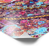 パープル金ゴールドブルーペルシャフローラ花孔雀 フォトプリント            (角)