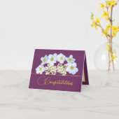 パープル金ゴールドブーケアネモネオーキッドおめでとう カード (黄色い花)