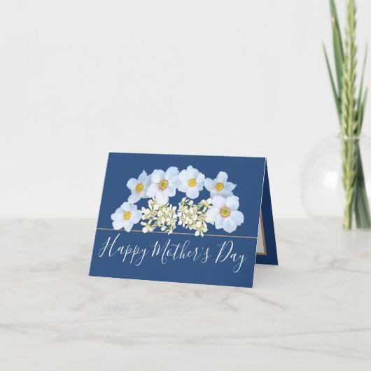 パープル金ゴールドブーケアネモンオーキッドマザーズデイ カード (正面)