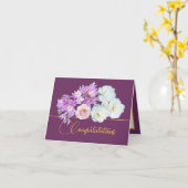 パープル金ゴールドブーケバラクロシーズおめでとう カード (黄色い花)