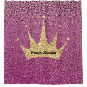 パープル金ゴールドプリンセスガーリークラウングリッタースパークリー シャワーカーテン (正面)