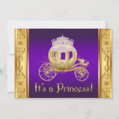 パープル金ゴールドプリンセスガールベビーシャワー招待状 招待状 (正面)