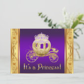 パープル金ゴールドプリンセスガールベビーシャワー招待状 招待状 (スタンド正面)