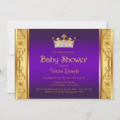 パープル金ゴールドプリンセスガールベビーシャワー招待状 招待状 (裏面)