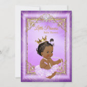 パープル金ゴールドプリンセスベビーシャワー民族少女 招待状 (正面)