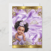 パープル金ゴールドプリンセスベビーシャワー民族少女 招待状 (正面)