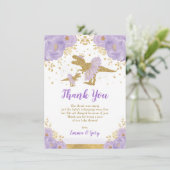 パープル金ゴールドプリンセス恐竜ツチュティアラベビーガール サンキューカード (スタンド正面)