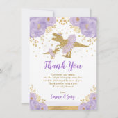 パープル金ゴールドプリンセス恐竜ツチュティアラベビーガール サンキューカード (正面)