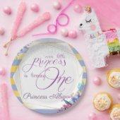 パープル金ゴールドプリンセス誕生日 ペーパープレート (パーティー)