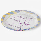 パープル金ゴールドプリンセス誕生日 ペーパープレート (アングル)