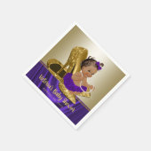パープル金ゴールドベビーシャワー紙ナプキンス スタンダードカクテルナプキン (角)