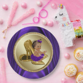 パープル金ゴールドベビーシャワー紙プレート ペーパープレート (パーティー)