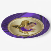 パープル金ゴールドベビーシャワー紙プレート ペーパープレート (アングル)