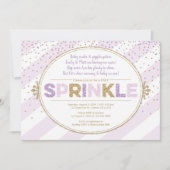 パープル金ゴールドベビースプリンク招待ガールグリッター 招待状 (正面)
