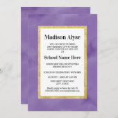 パープル金ゴールドホワイトウォーターカラートランクパーティー招待状 招待状 (正面/裏面)